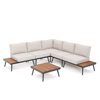 LAUSAINT HOME 6 Pieces Outdoor Sectional Patio Furniture Set with Coffee Top Table