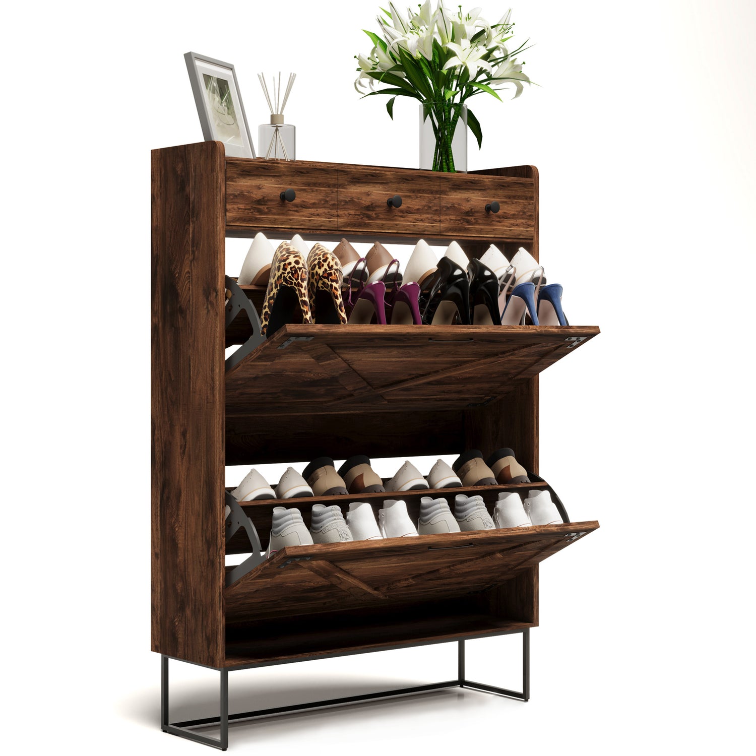 LAUSAINT HOME Shoe Storage Cabinet with Drawers