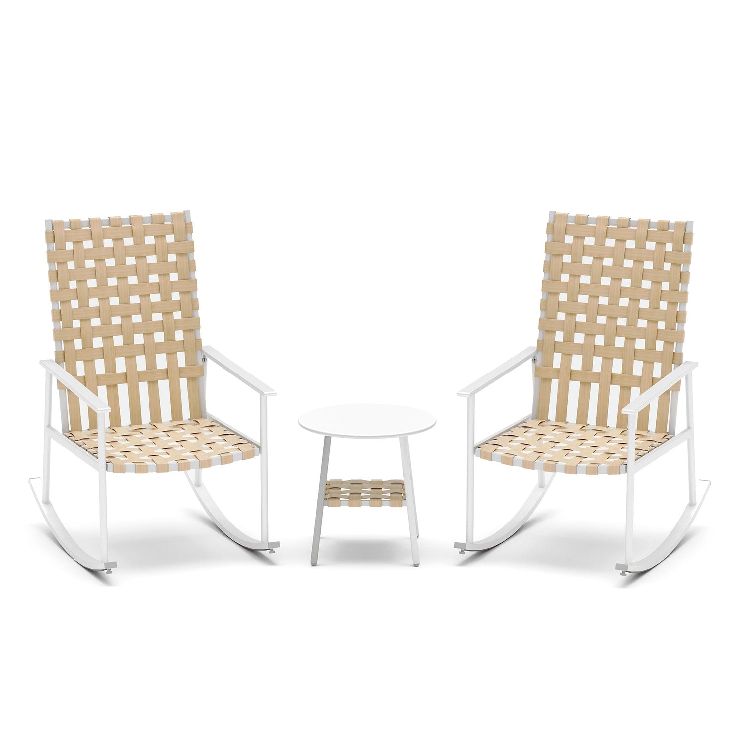 3-Piece Outdoor Rocking Chair Set with High-Back