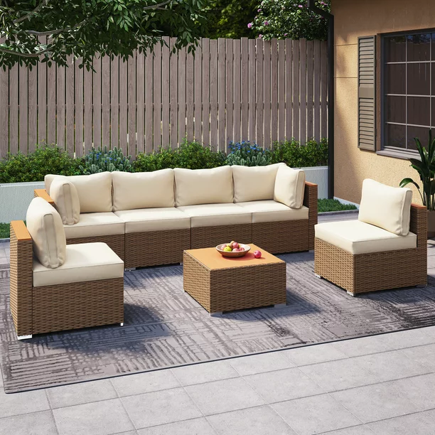 LAUSAINT HOME Accessories for 7 Pieces Patio Wicker Conversation Set, Brown