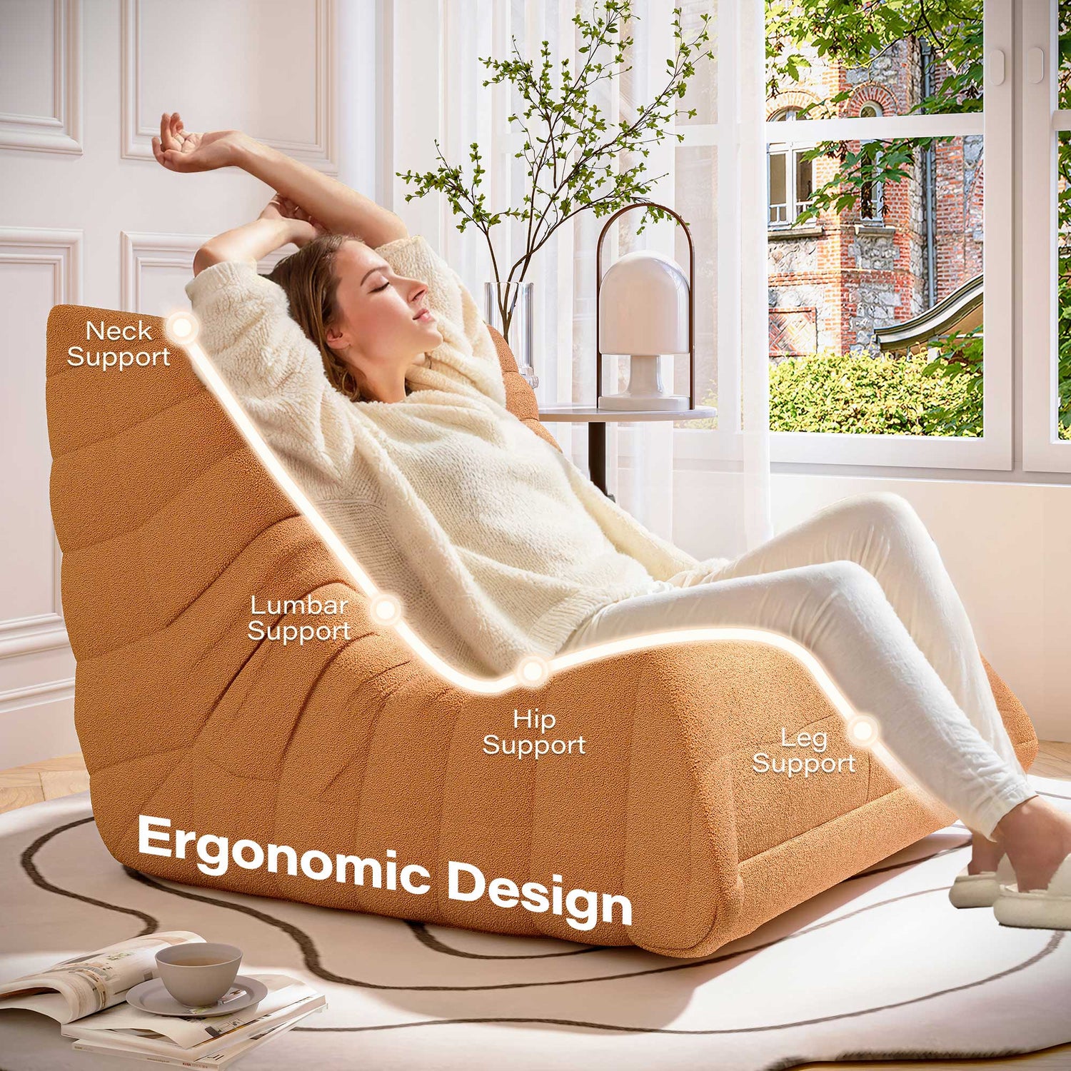 LAUSAINT HOME Giant Bean Bag Chair with Memory Foam for Adults