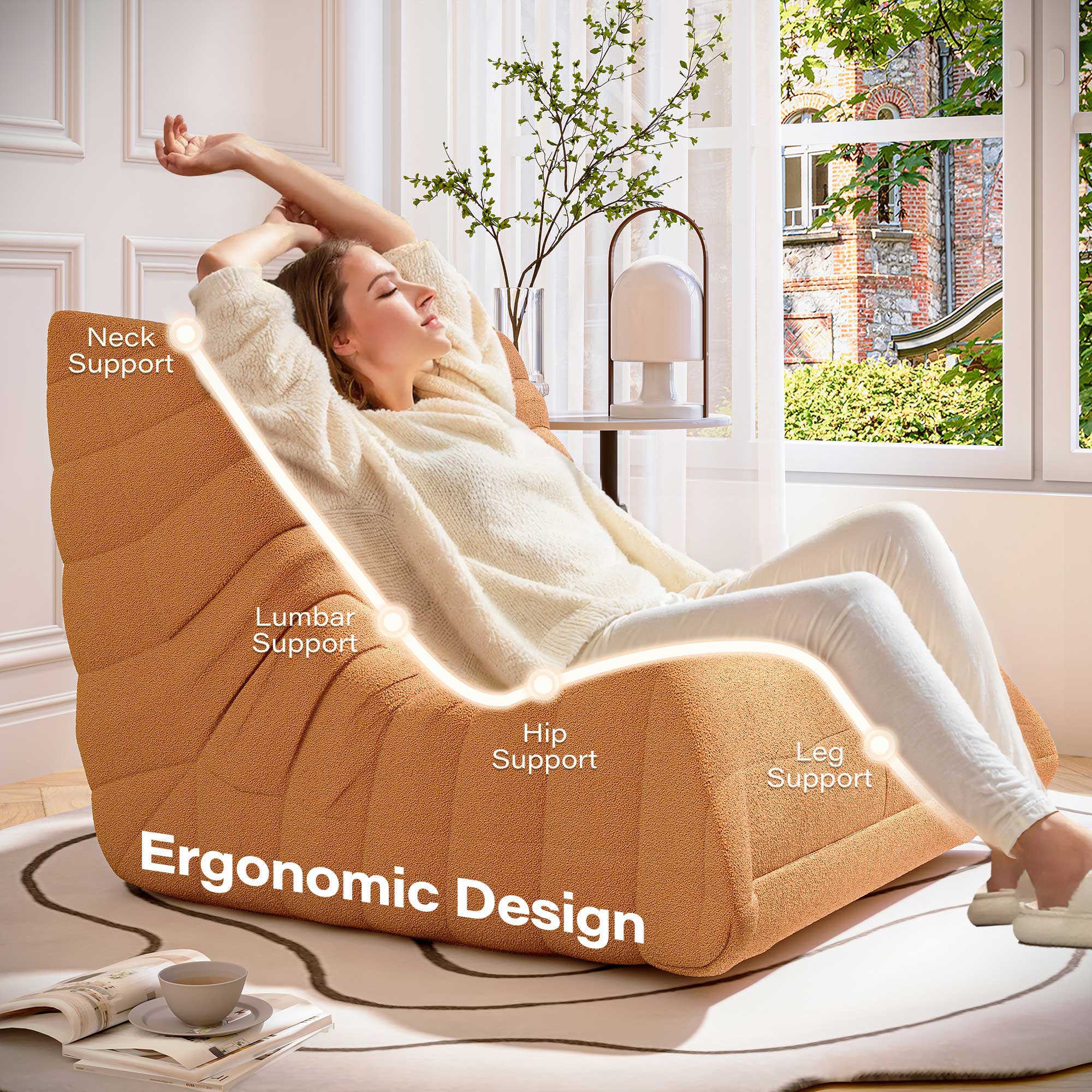 LAUSAINT HOME Giant Bean Bag Chair with Memory Foam for Adults