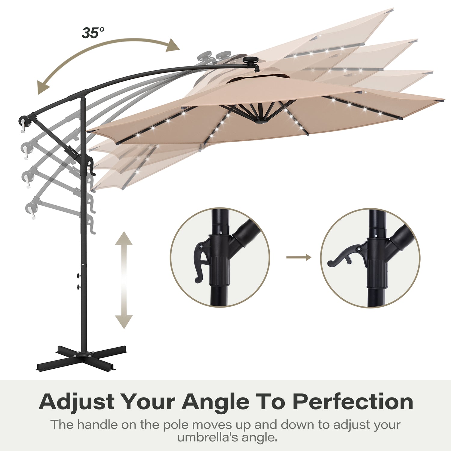10 ft tiltable cantilever patio umbrella LAUSAINT HOME 10FT Round Cantilever Patio Umbrella Heavy Duty Cantilev – Lausaint Home