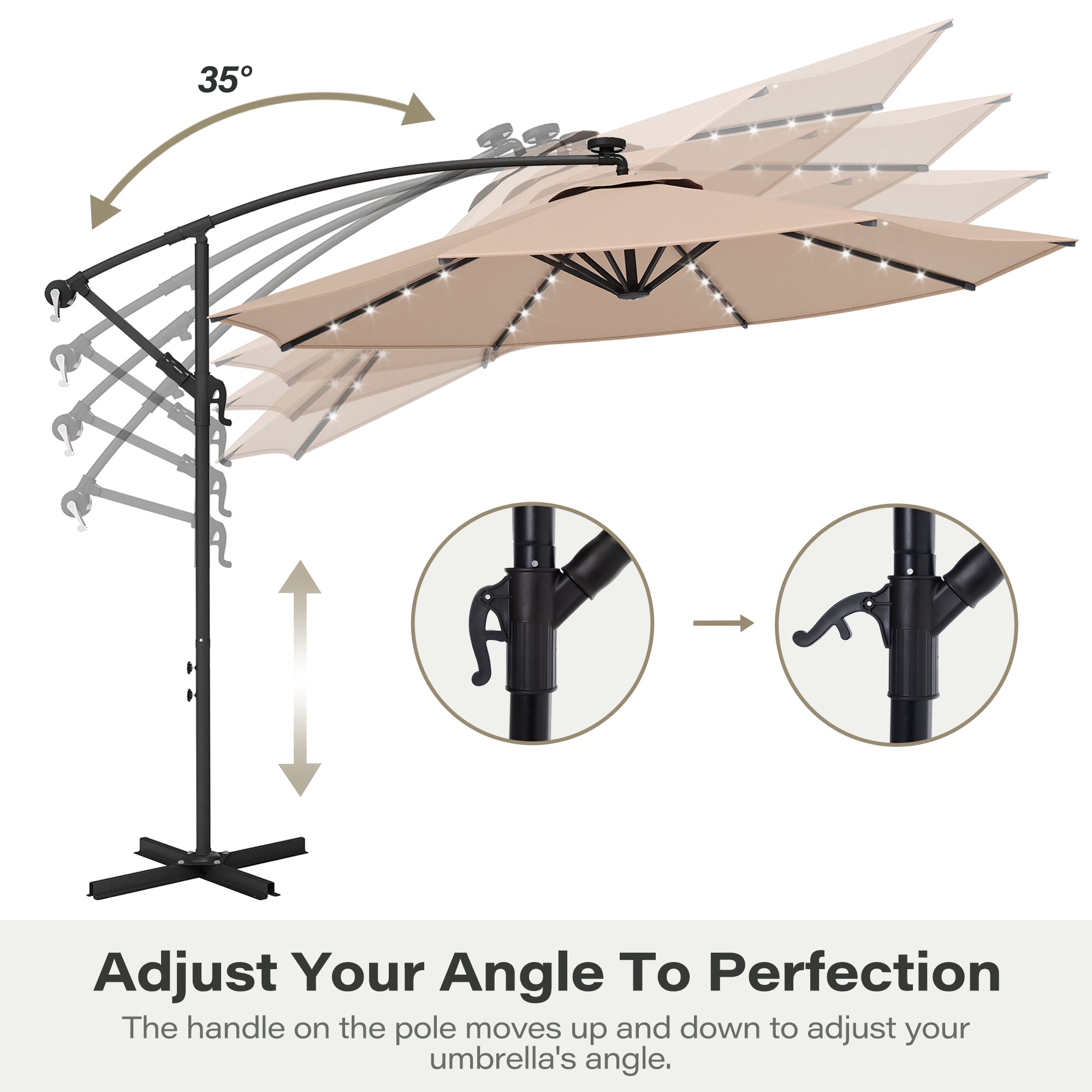 10FT Round Cantilever Patio Umbrella