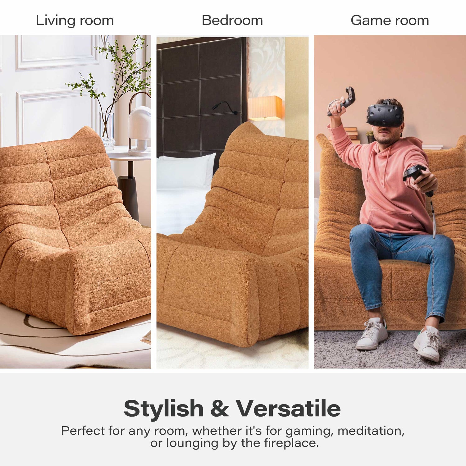 LAUSAINT HOME Giant Bean Bag Chair with Memory Foam for Adults