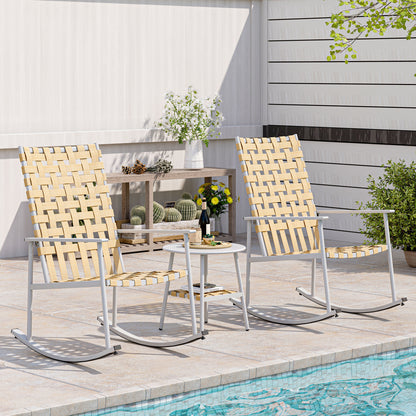 3-Piece Outdoor Rocking Chair Set with High-Back