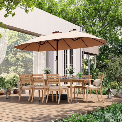 LAUSAINT HOME Large Double-Sided Rectangle Patio Umbrella with LED Light and Base, 13FT/15FT
