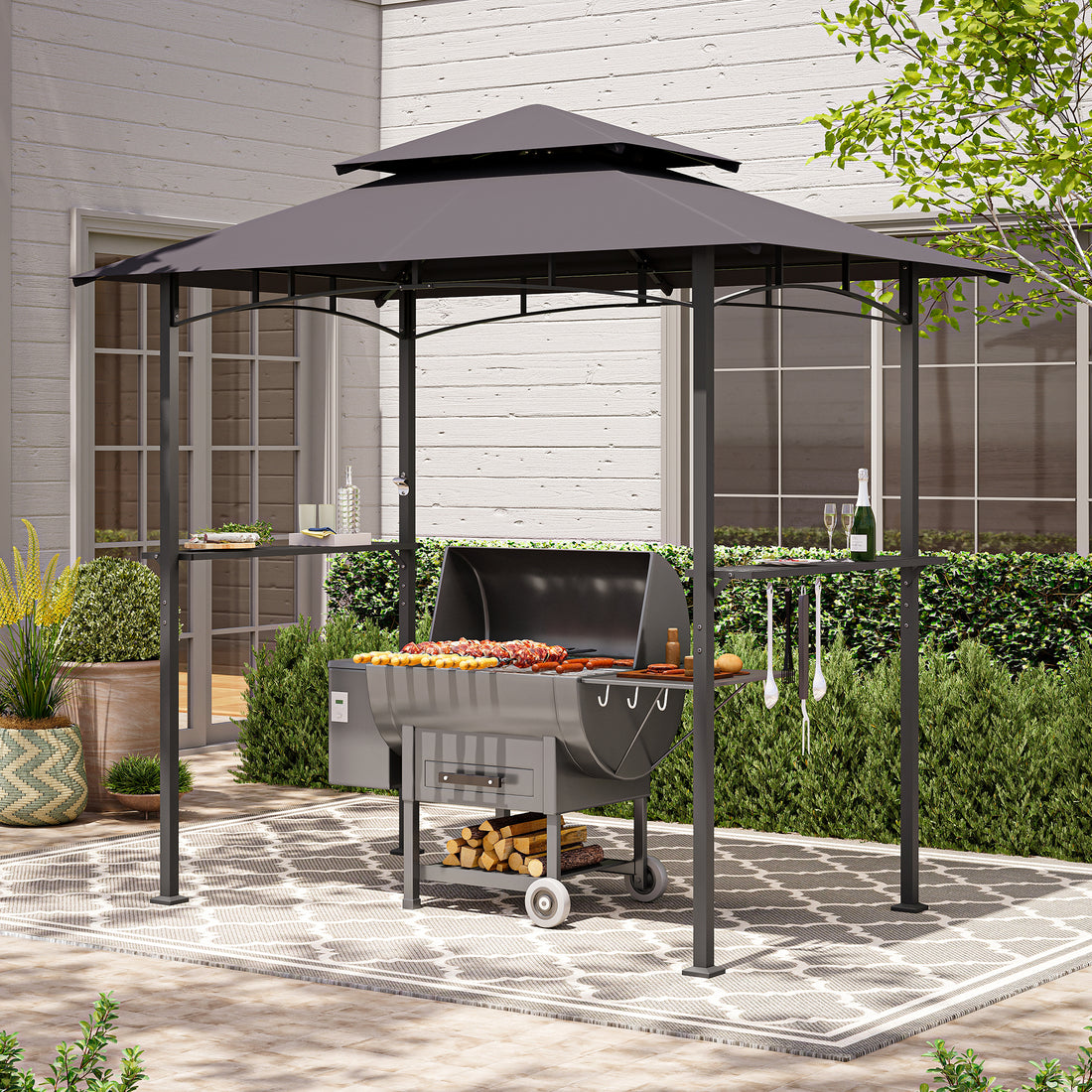 8x5 FT Outdoor Grill Gazebo