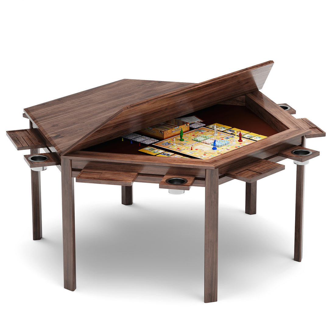 LAUSAINT HOME Hexagon Board Game Table with Removable Table Top, 59” Play Area for 6 Players