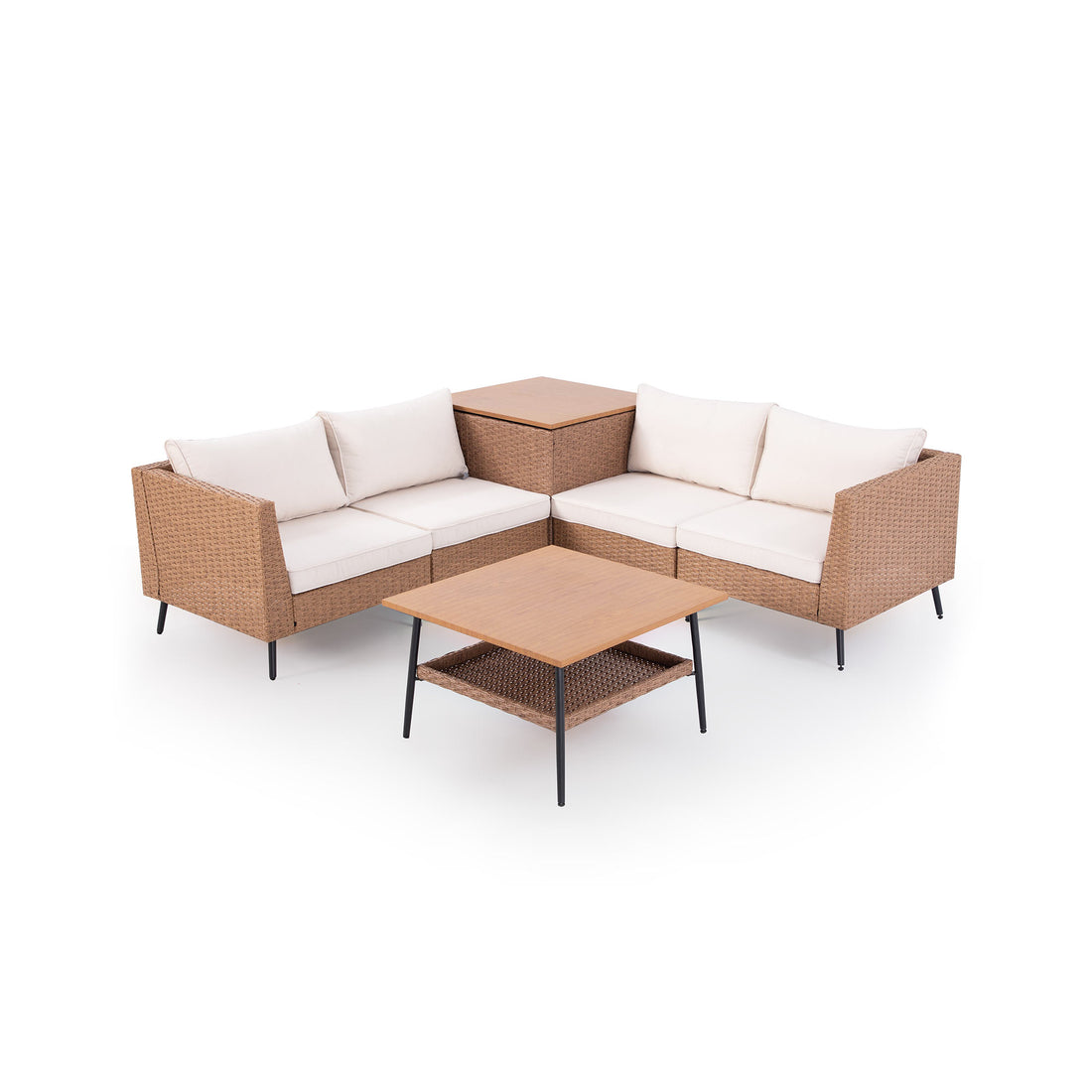 6 Pieces Outdoor Rattan Patio Furniture Sets