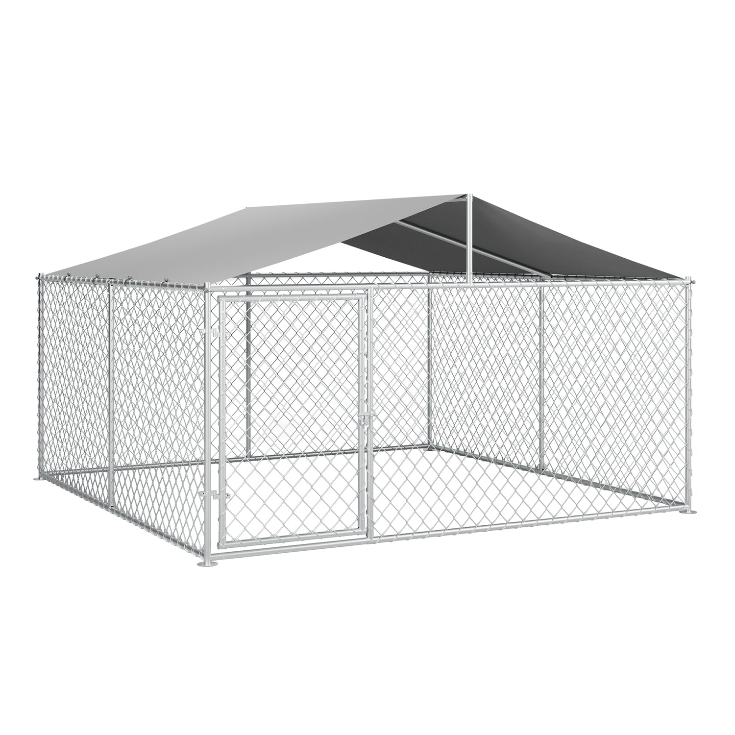 LAUSAINT HOME Large Outdoor Dog Kennel, Galvanized Steel Dog Run Cage Enclosure for Backyard