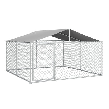 LAUSAINT HOME Large Outdoor Dog Kennel, Galvanized Steel Dog Run Cage Enclosure for Backyard