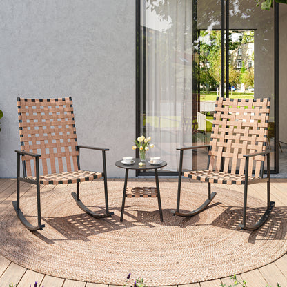 3-Piece Outdoor Rocking Chair Set with High-Back