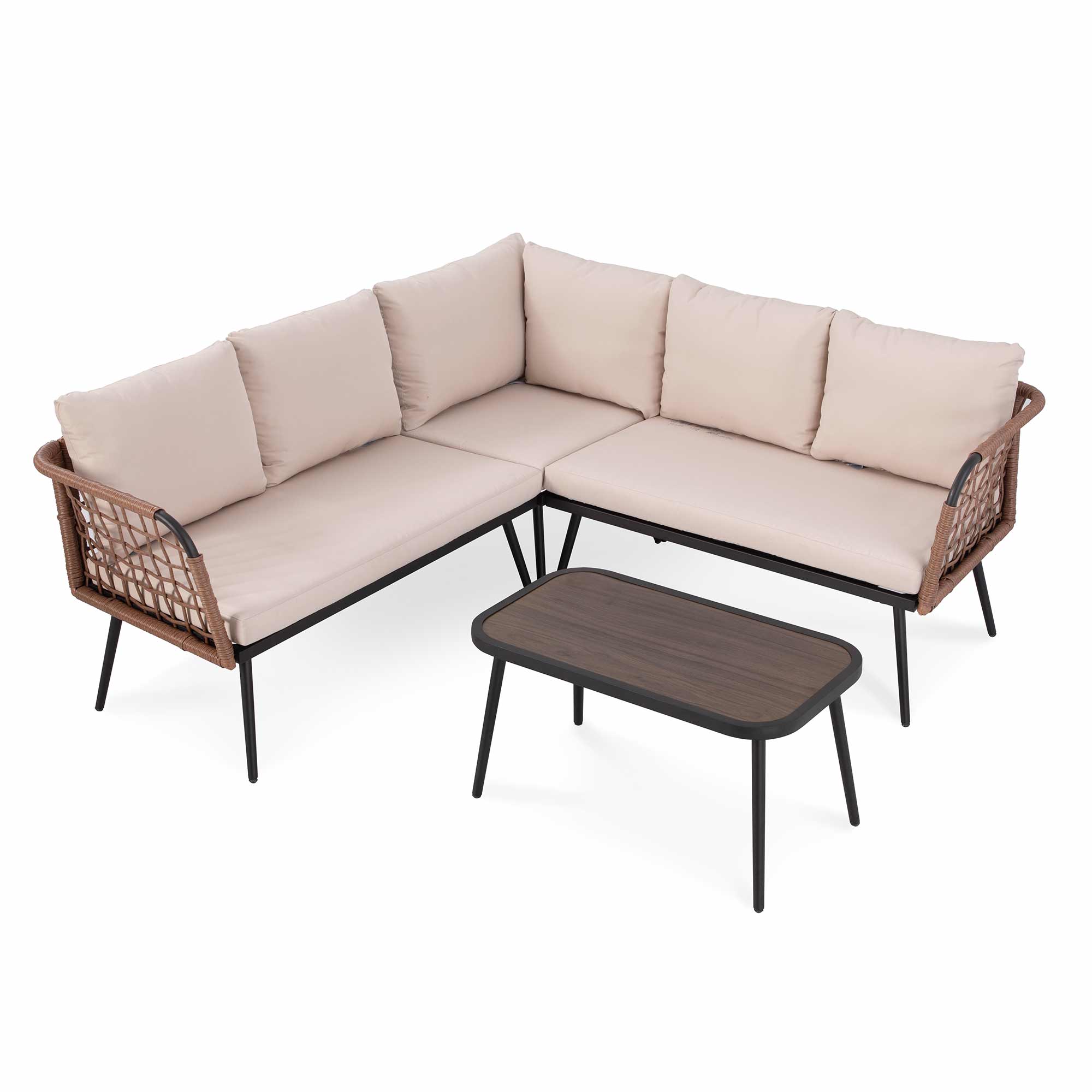 4 Pieces L- Shaped Patio Furniture Set