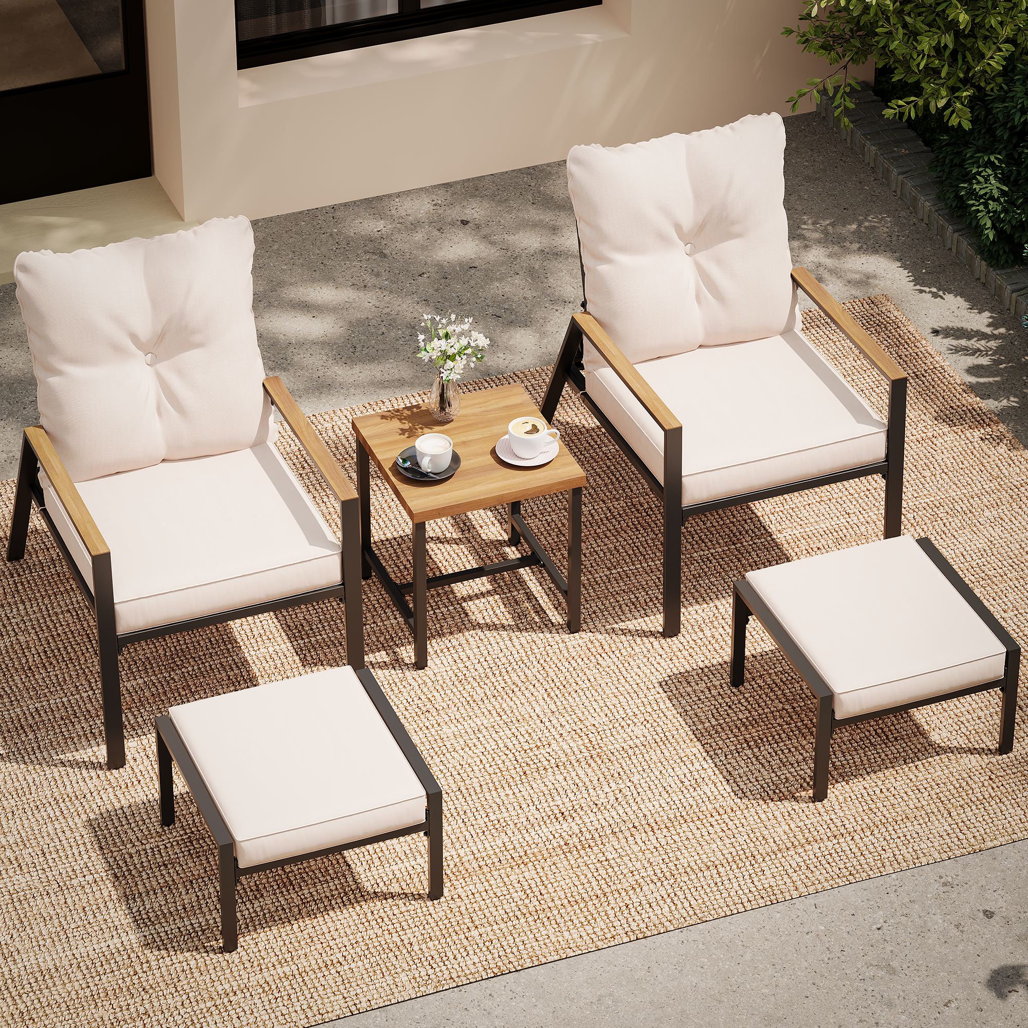 5 Pieces Outdoor Adjustable  Patio Conversation Set