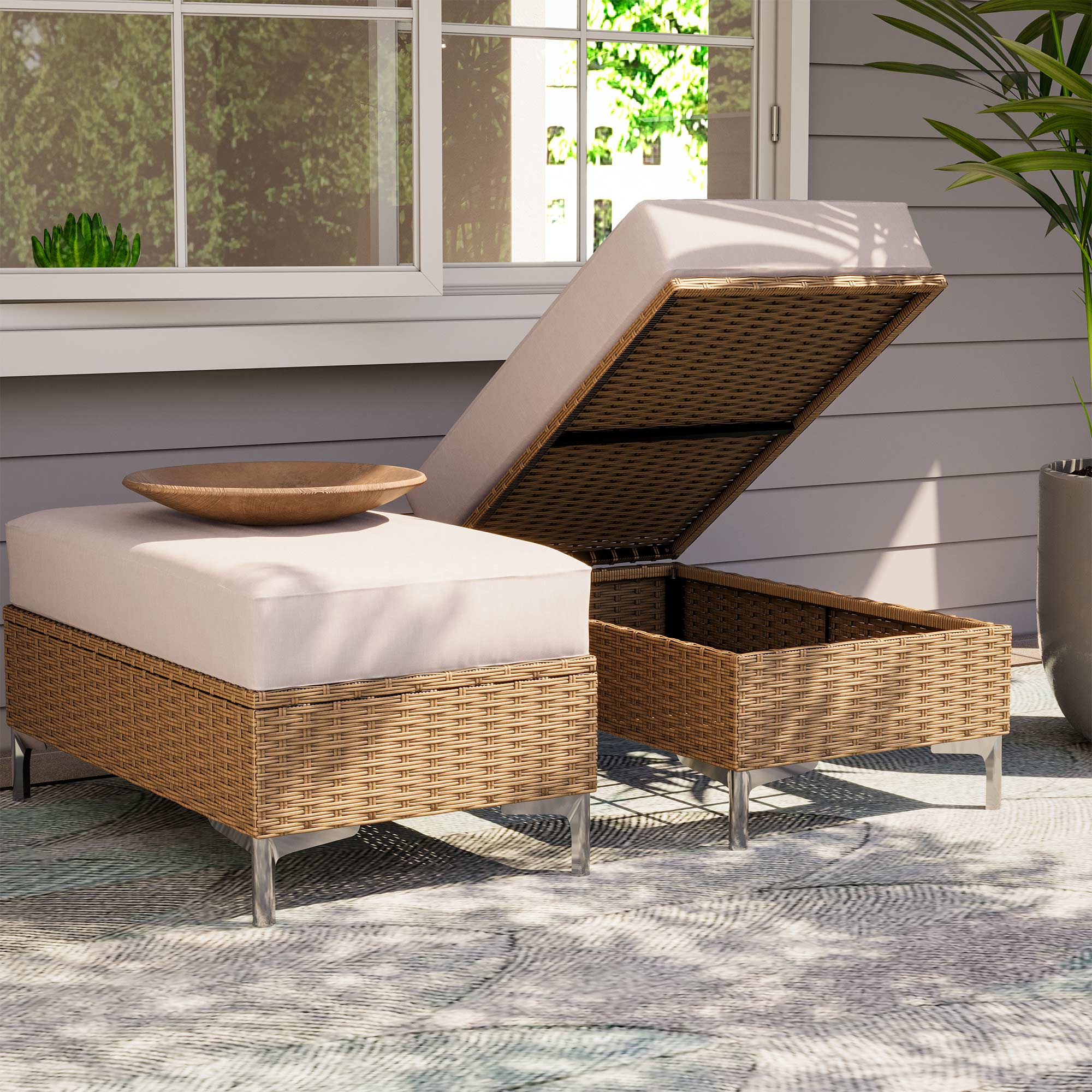 2 Pieces Patio Storage Furniture Set with Hidden Storage Compartment