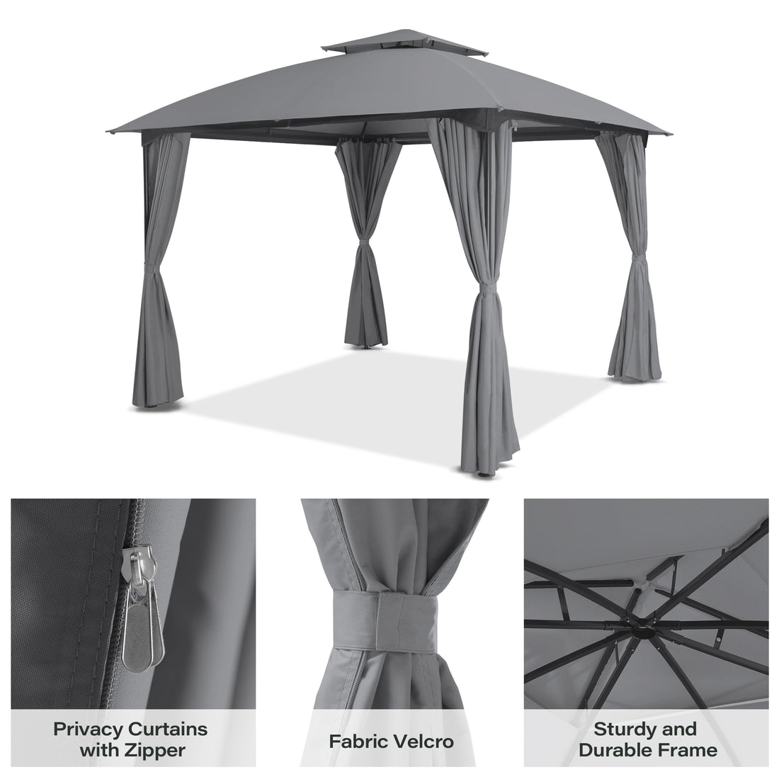 Lausaint Home 10 Ft. Iron Gazebo – Accessories & Canopy Cover