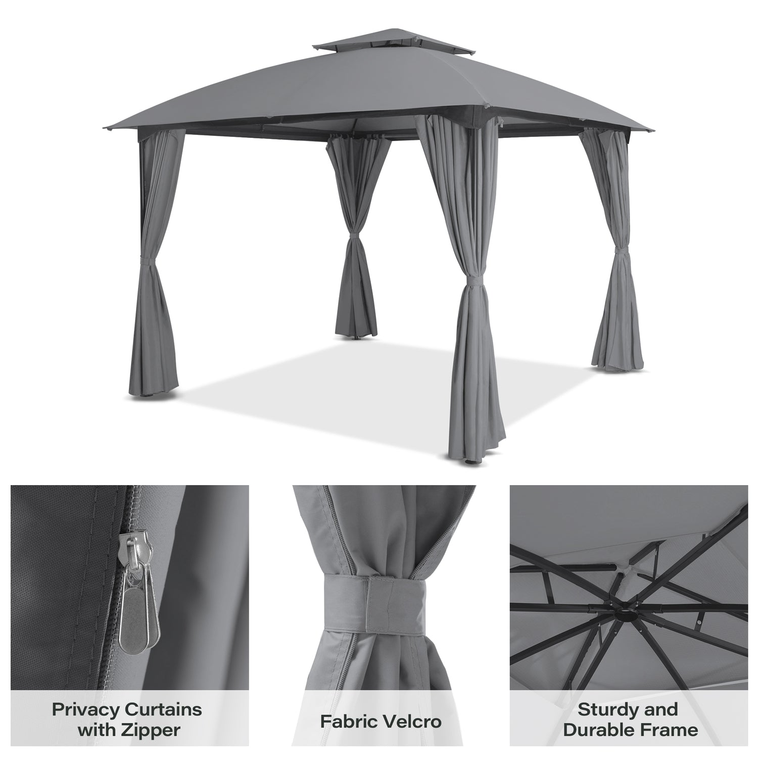 Lausaint Home 10 Ft. Iron Gazebo – Accessories &amp; Canopy Cover