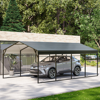 LAUSAINT HOME 12x20 FT Metal Carport Enhanced Base Heavy Duty Garage Car Shelter