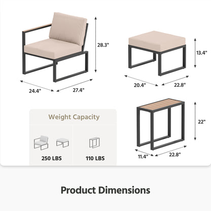 5 Pieces Outdoor Metal Conversation Set