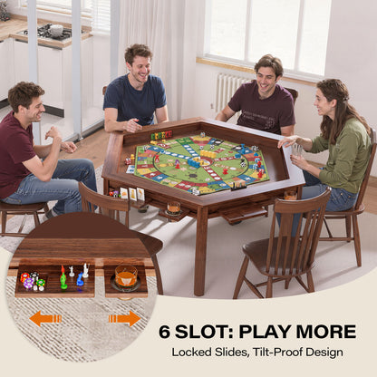 LAUSAINT HOME Hexagonal Board Game &amp; Card Table