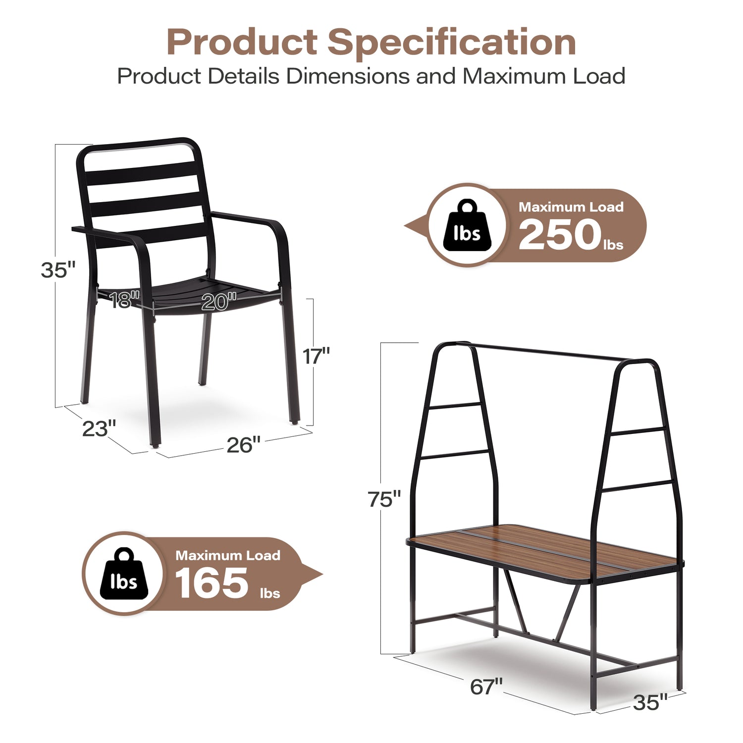 LAUSAINT HOME Christmas A-Frame Outdoor Dining Table Set for 4 with 4 Hooks