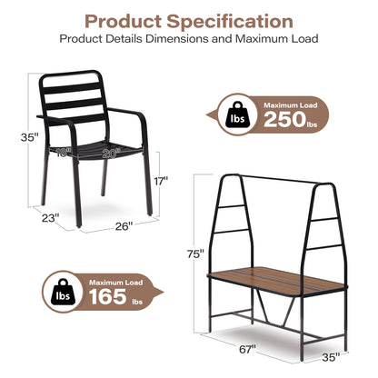LAUSAINT HOME Christmas A-Frame Outdoor Dining Table Set for 4 with 4 Hooks