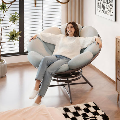 LAUSAINT HOME 40&quot; Wicker Papasan Chair with 360° Swivel Base