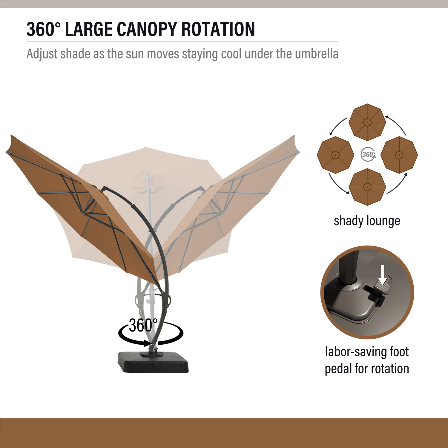 LAUSAINT HOME 10 Ft Outdoor Patio Umbrella with Base included, Deluxe Curvy Cantilever Umbrella, 360° Rotation