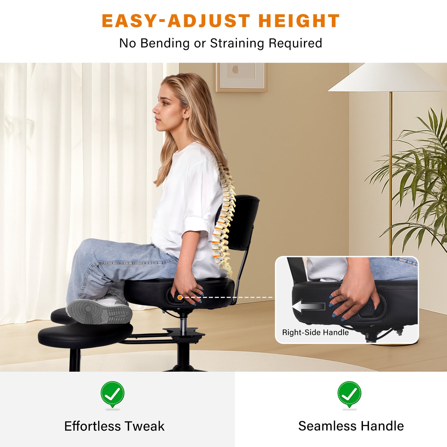 LAUSAINT HOME Cross-Legged Office Meditation Chair, Criss Cross ADHD Chair