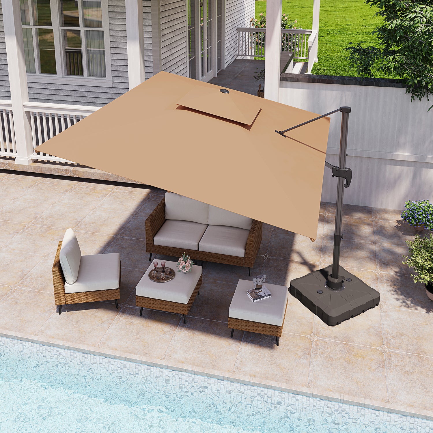9x12FT Rectangular Large Cantilever Umbrella