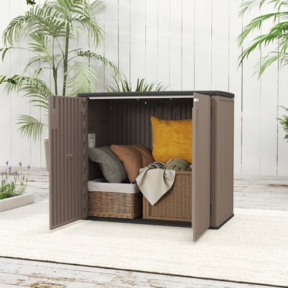 LAUSAINT HOME Vertical Storage Shed, Outdoor Storage Cabinet Resin Waterproof for Garden, Patio, Backyard