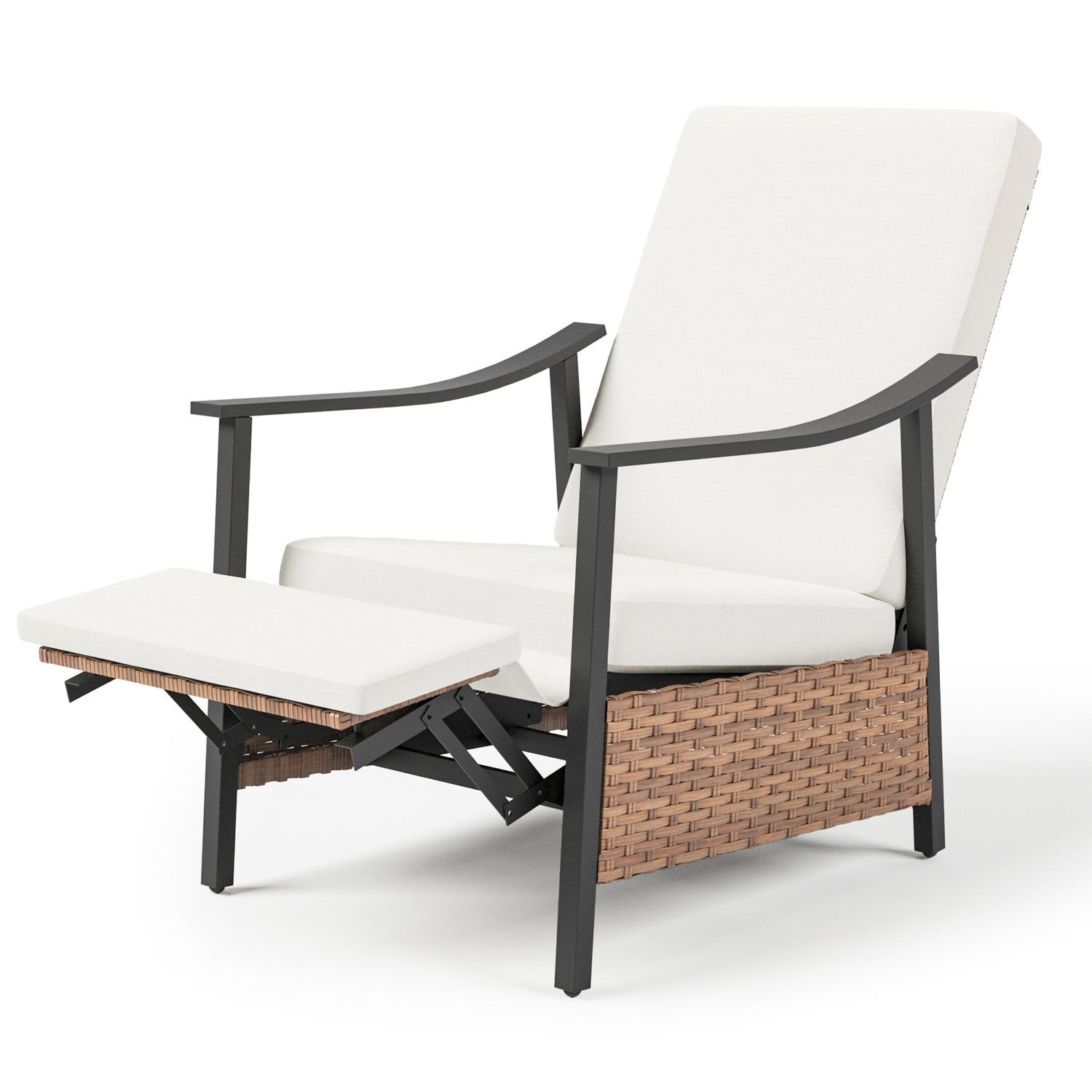 LAUSAINT HOME Outdoor Recliner Chair with Adjustable Back and Footrest