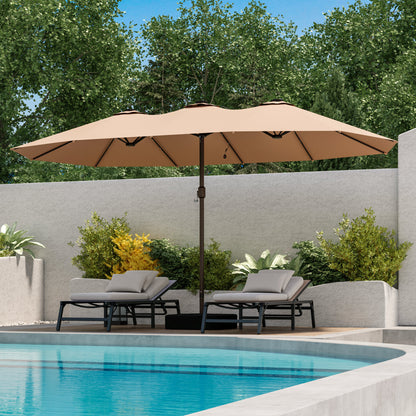 15ft Large Double-Sided Rectangle Outdoor Umbrella with Base