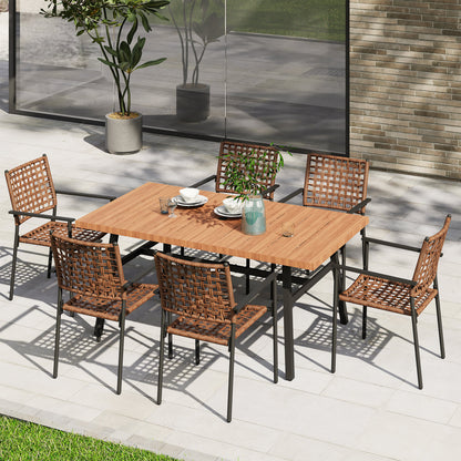 7 Pieces Outdoor Rattan Patio Dining Set