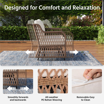 LAUSAINT HOME 2 Person Outdoor Ratten Patio Swing Glider with Cushion