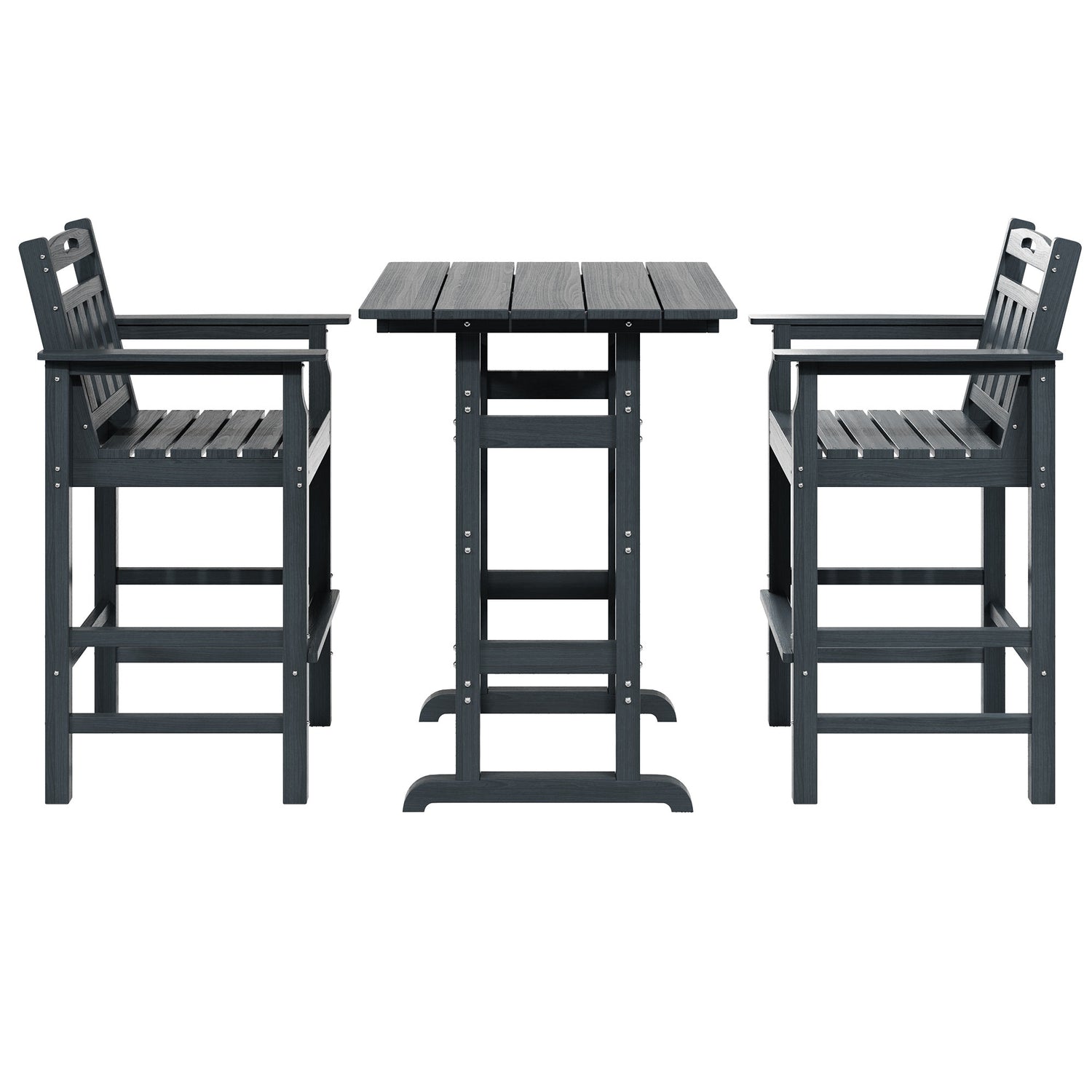 LAUSAINT HOME 3 Pieces HDPE Height Table and Adirondack Chairs Set