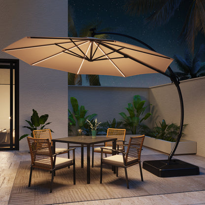 LAUSAINT HOME 9 Ft Patio Umbrella Outdoor, Aluminum Offset Umbrella with 360-degree Rotation for Backyard, Pool, Lawn,Beige