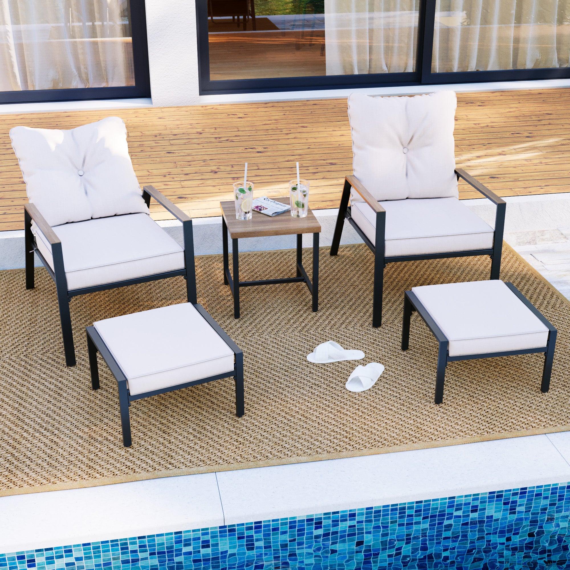 5 Pieces Outdoor Adjustable  Patio Conversation Set