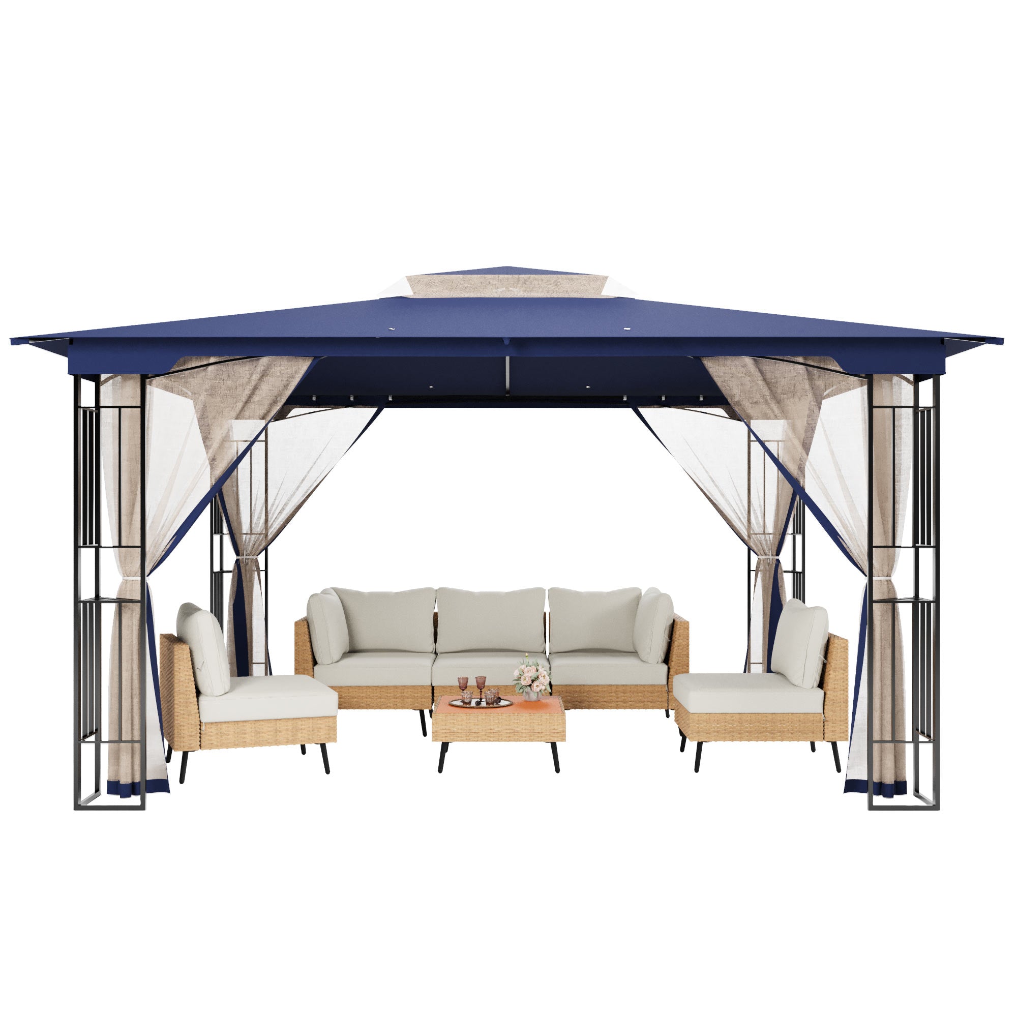 LAUSAINT HOME 11' x 13' Outdoor Double Vented Roof Patio Gazebo