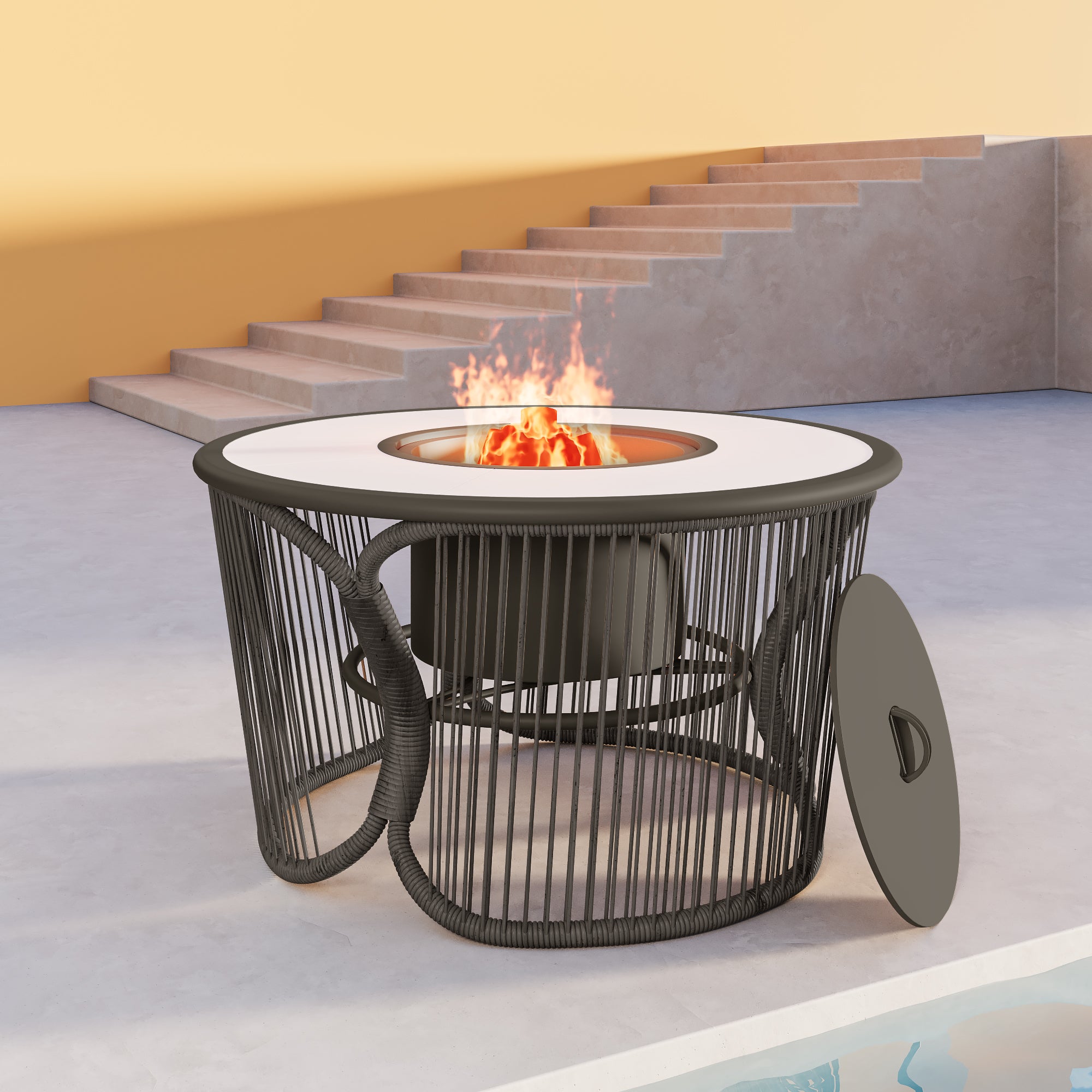 LAUSAINT HOME 3 in 1 Fire Pit  for Backyard Bonfire Patio Outside