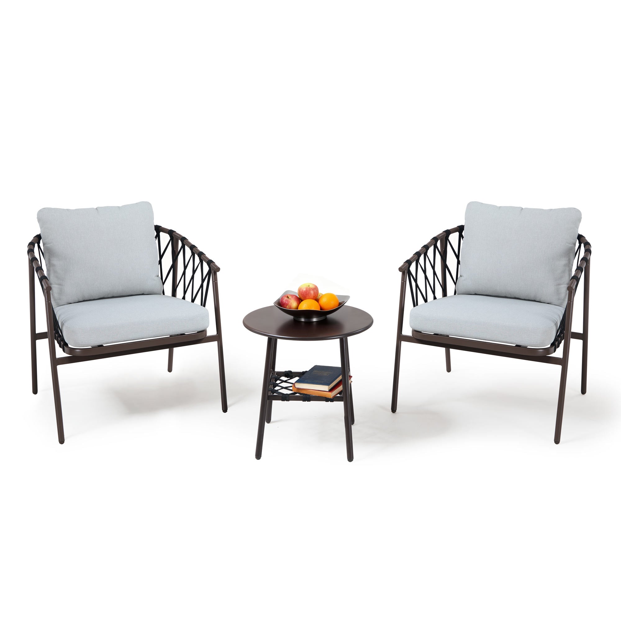 LAUSAINT HOME 3 Pieces Patio Bistro Set, Woven Rope Chairs with Cushions