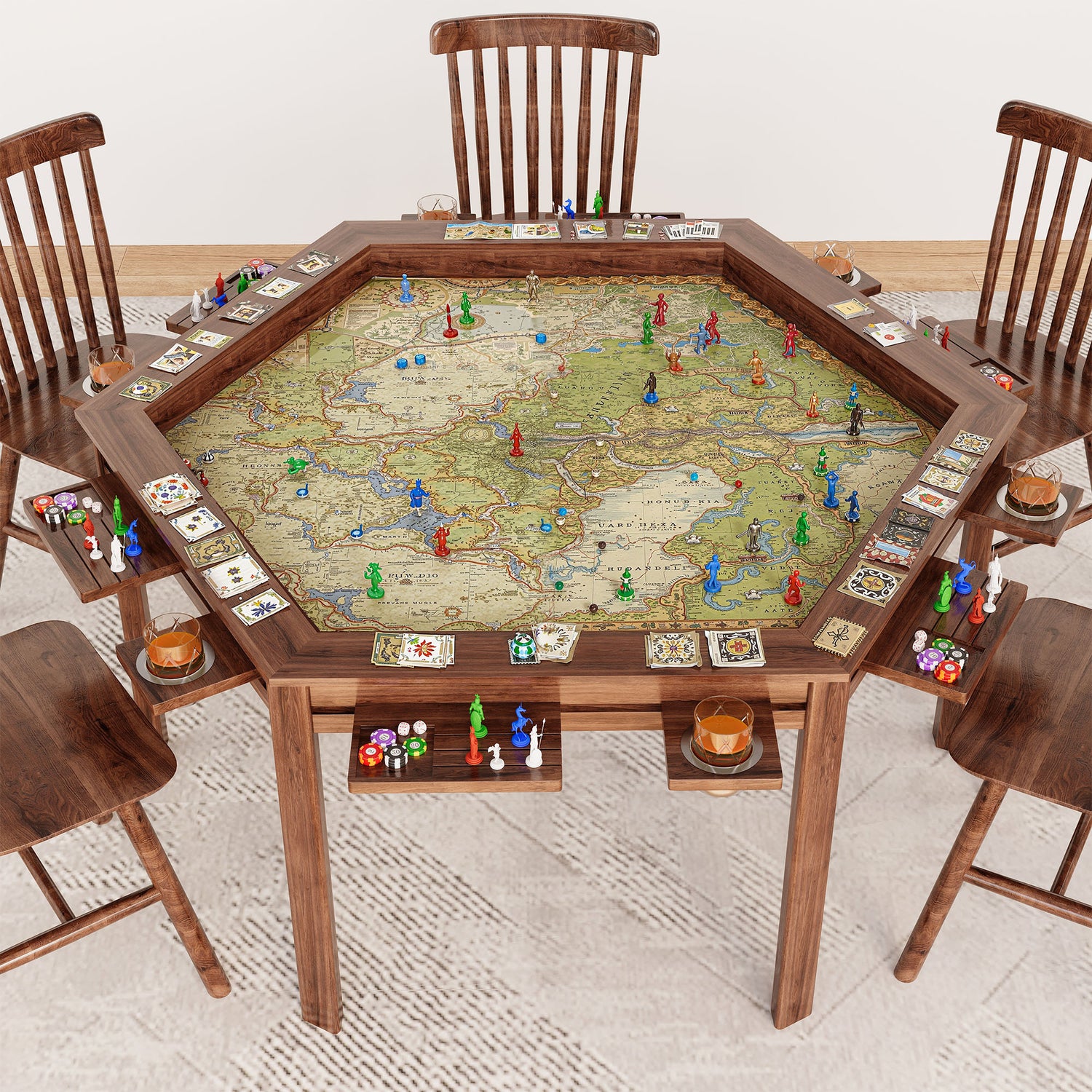 LAUSAINT HOME Hexagonal Board Game &amp; Card Table