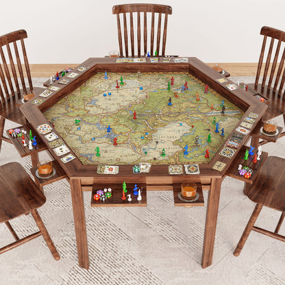 LAUSAINT HOME Hexagonal Board Game &amp; Card Table