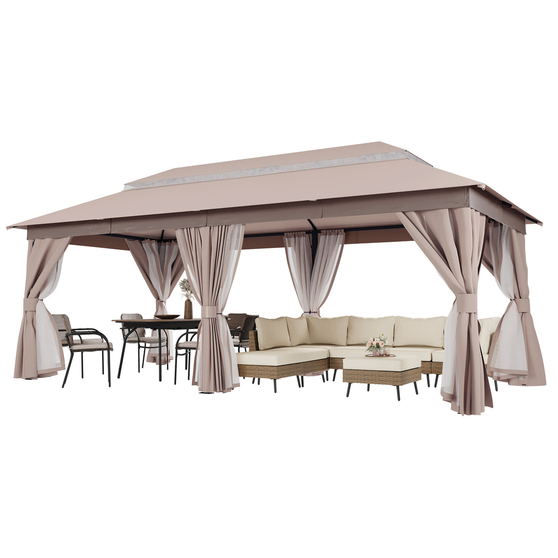 LAUSAINT HOME Semi-Permanent Outdoor Patio Gazebo 10&