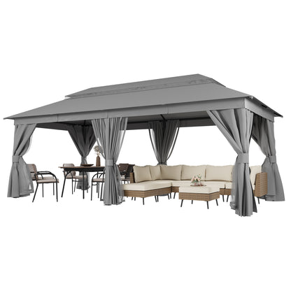 LAUSAINT HOME Semi-Permanent Outdoor Patio Gazebo 10&