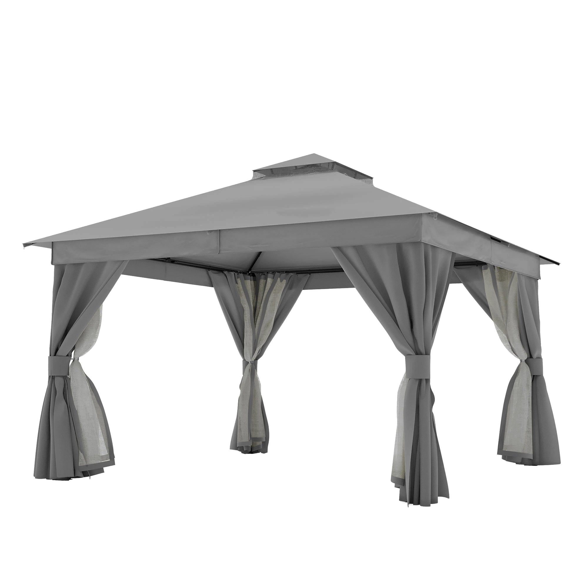 LAUSAINT HOME 12'x12' Patio Gazebo with Double Roofs Heavy Duty