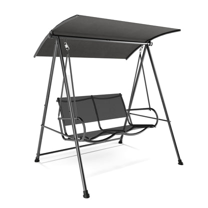 LAUSAINT HOME 3-Seat Outdoor Patio Swing Chair with Adjustable Arc Canopy