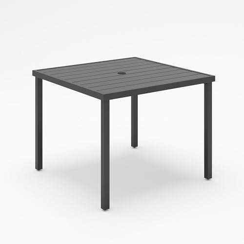 LAUSAINT HOME Outdoor Dining Table for 4, Square Table with Umbrella Hole