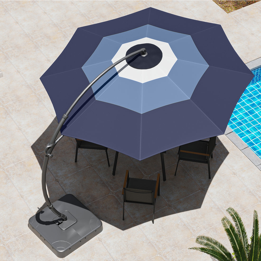 LAUSAINT HOME 11 FT Gradient Patio Cantilever Umbrella with Base Included, Heavy Duty Outdoor Umbrellas for Patio for Market, Pool, Garden, Backyard